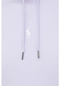 Polo Ralph Lauren bluza męska kolor fioletowy z kapturem gładka. Typ kołnierza: kaptur, polo. Kolor: fioletowy. Wzór: gładki #3