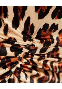 CAROLINE CONSTAS - Jedwabna sukienka w panterkę. Kolor: brązowy. Materiał: jedwab. Długość rękawa: długi rękaw. Wzór: motyw zwierzęcy. Długość: mini