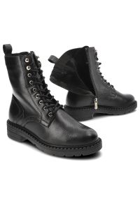 Czarne Botki Marco Tozzi Buty Ocieplane Damskie. Okazja: na co dzień. Kolor: czarny. Materiał: skóra. Obcas: na obcasie. Styl: casual, klasyczny, elegancki. Wysokość obcasa: niski