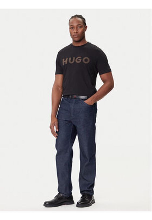 Hugo - HUGO T-Shirt Dulivio 50542737 Czarny Regular Fit. Kolor: czarny. Materiał: bawełna