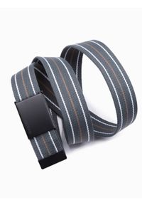 Ombre Clothing - Pasek męski parciany - szary V2. Kolor: szary #3