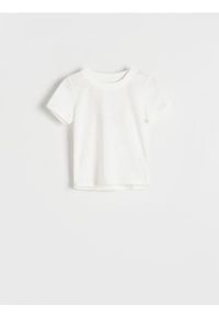 Reserved - Baweniany t-shirt basic - złamana biel. Materiał: bawełna #1