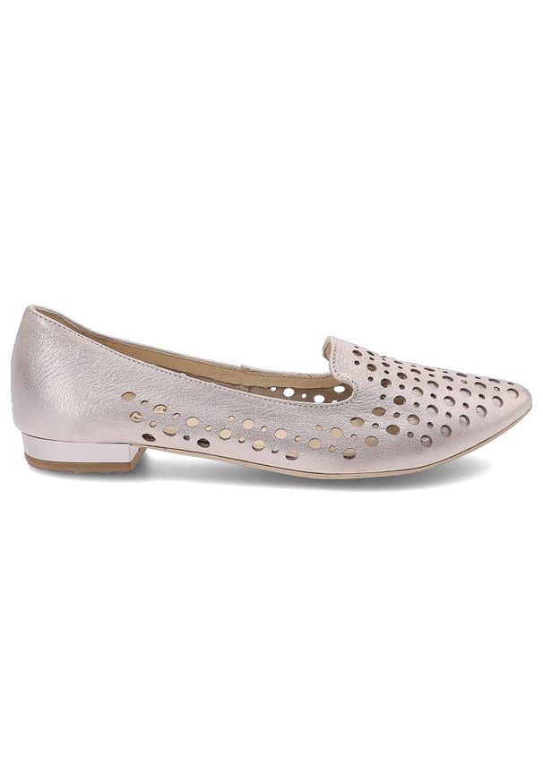 Różowe Baleriny Exquisite Damskie Stylowe Buty. Okazja: na co dzień. Zapięcie: bez zapięcia. Kolor: różowy. Szerokość cholewki: normalna. Wzór: aplikacja, ażurowy. Materiał: skóra. Obcas: na obcasie. Styl: elegancki. Wysokość obcasa: niski
