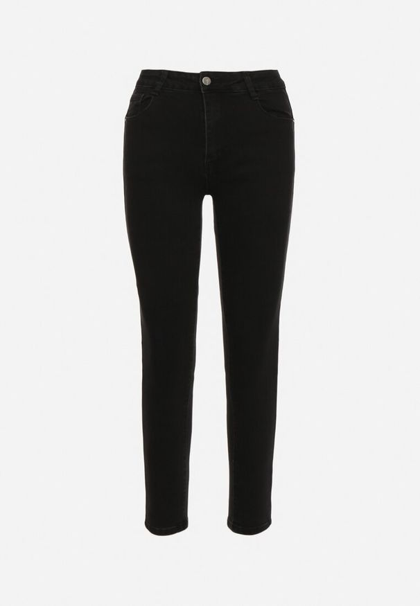 Born2be - Czarne Jeansy o Dopasowanym Kroju z Efektem Push Up Vonnira. Okazja: na co dzień. Kolor: czarny. Styl: elegancki, casual