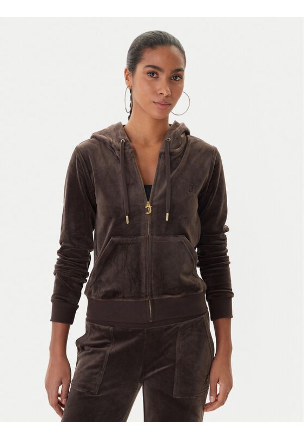 Juicy Couture Bluza Robertson JCAP176G Brązowy Slim Fit. Kolor: brązowy. Materiał: syntetyk