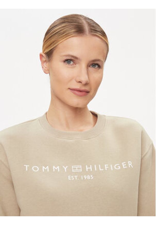 TOMMY HILFIGER - Tommy Hilfiger Bluza WW0WW39791 Beżowy Relaxed Fit. Kolor: beżowy. Materiał: syntetyk, bawełna
