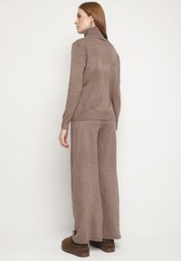 Born2be - Ciemnobeżowy Dzianinowy Komplet z Wełną i Bawełną Spodnie i Sweter z Golfem Errele. Kolor: beżowy. Materiał: dzianina, wełna, bawełna #7