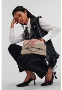 Karl Lagerfeld torebka skórzana kolor szary. Kolor: szary. Materiał: skórzane #4