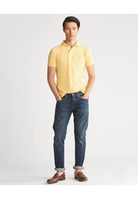 Ralph Lauren - RALPH LAUREN - Koszulka polo Slim Fit. Typ kołnierza: polo. Kolor: żółty. Materiał: bawełna, prążkowany, materiał. Wzór: haft #4