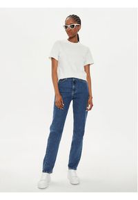Calvin Klein Jeans T-Shirt Satin Applique J20J223925 Écru Regular Fit. Materiał: bawełna