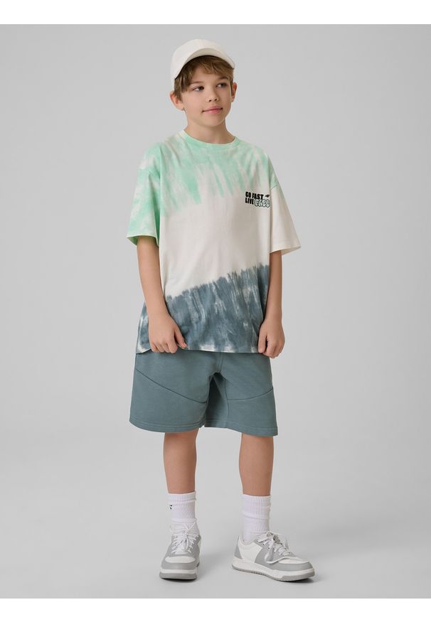 4f - 4F T-shirt loose z nadrukiem chłopięcy - zielony 146/152 (10-12 lat). Okazja: na co dzień. Kolor: zielony. Materiał: materiał, bawełna, dzianina. Wzór: nadruk. Sezon: lato. Styl: casual
