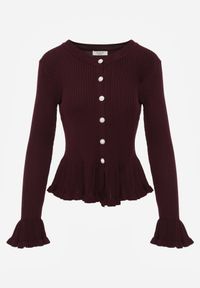 Born2be - Fioletowy Elegancki Kardigan z Wiskozy z Falbankami i Guzikami z Cyrkoniami Orsea. Okazja: na co dzień. Typ kołnierza: kołnierz z falbankami. Kolor: fioletowy. Materiał: wiskoza. Wzór: aplikacja. Styl: elegancki #3