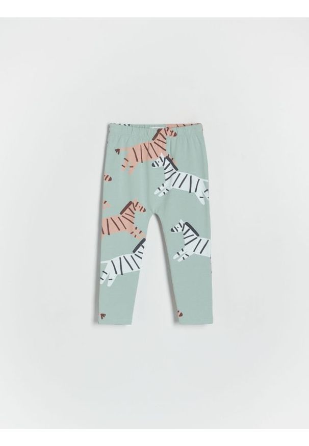 Reserved - Bawełniane legginsy - jasnozielony. Kolor: zielony. Materiał: bawełna