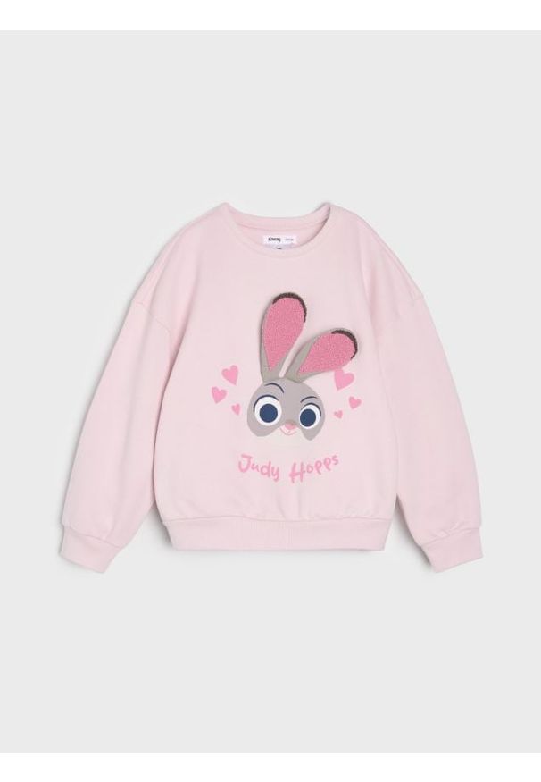 Sinsay - Bluza crewneck z nadrukiem Disney Zwierzogród - różowy. Kolor: różowy. Wzór: nadruk, motyw z bajki