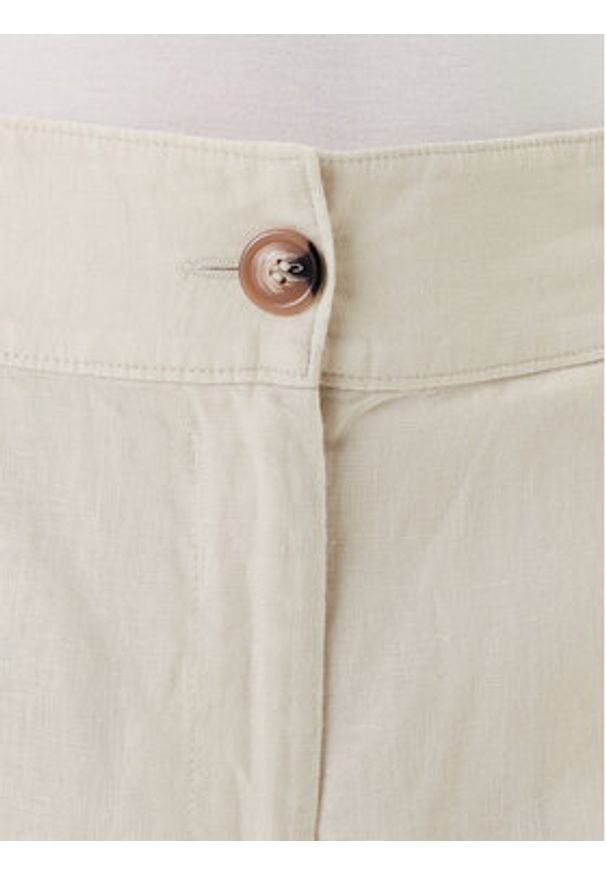 United Colors of Benetton - United Colors Of Benetton Spodnie materiałowe 4AGHDF06R Beżowy Straight Fit. Kolor: beżowy. Materiał: len