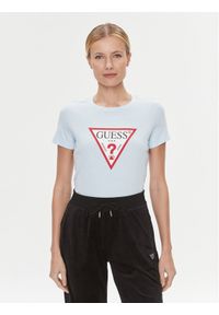 Guess T-Shirt W1YI1B I3Z14 Niebieski Slim Fit. Kolor: niebieski. Materiał: bawełna