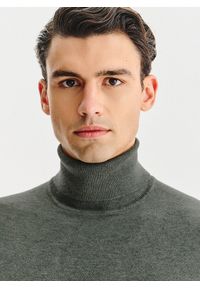 Pako Lorente - PAKO LORENTE - Golf męski w zielonym kolorze. Typ kołnierza: golf. Kolor: szary, zielony, brązowy, beżowy. Materiał: wiskoza, nylon. Sezon: jesień #2