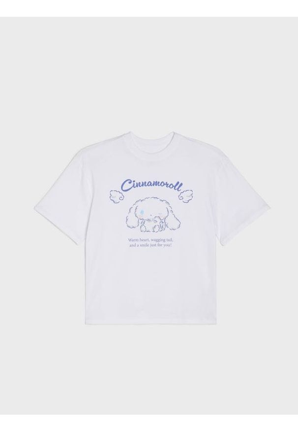 Sinsay - Bawełniana koszulka Cinnamoroll - biały. Kolor: biały. Materiał: bawełna