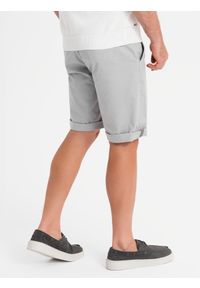 Ombre Clothing - Szorty klasyczne męskie chino z podwiniętą nogawką - szare V12 OM-SRCS-0197 - XXL. Kolor: szary. Materiał: bawełna, elastan. Sezon: lato. Styl: klasyczny #9