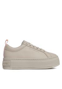 Calvin Klein Jeans Sneakersy Bold Flatf Low Laceup Lth In Lum YW0YW01309 Beżowy. Kolor: beżowy