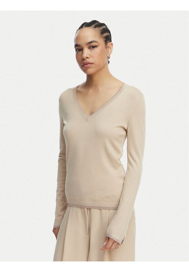 Liu Jo Sweter WA6282 MS49I Beżowy Regular Fit. Kolor: beżowy. Materiał: wiskoza