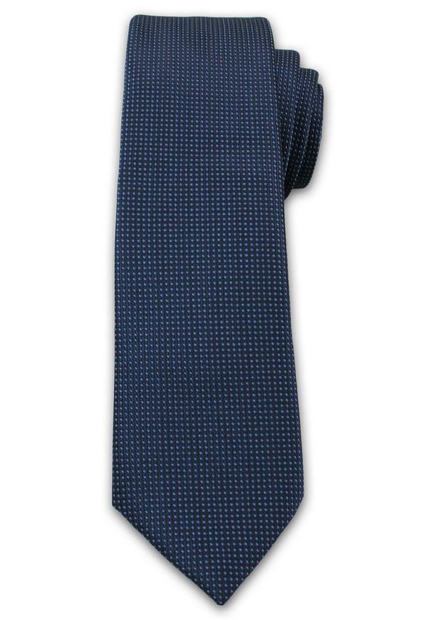 Męski, Oryginalny Krawat w Drobny Rzucik - 6,7cm, -Chattier, Ciemny Niebieski. Kolor: niebieski. Materiał: tkanina. Styl: wizytowy, elegancki