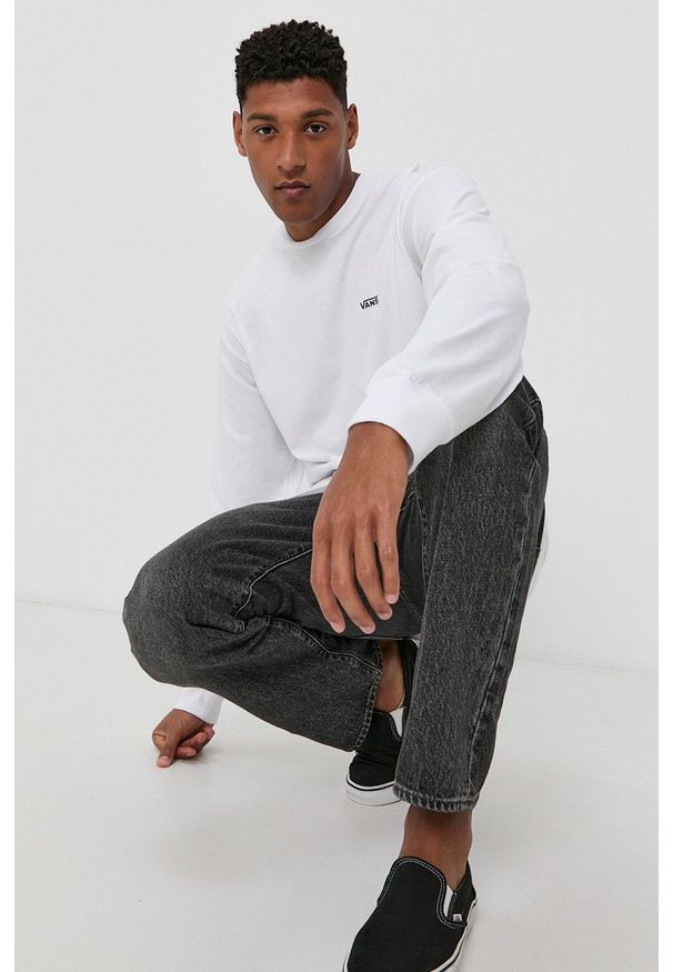 Vans - Longsleeve. Kolor: biały. Materiał: dzianina. Długość rękawa: długi rękaw