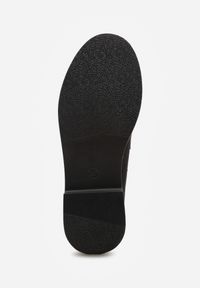 Renee - Czarne Mokasyny Ozdobione z Przodu Paskiem Jelzivis. Zapięcie: pasek. Kolor: czarny. Materiał: jeans. Wzór: aplikacja. Obcas: na obcasie. Styl: elegancki. Wysokość obcasa: średni #9