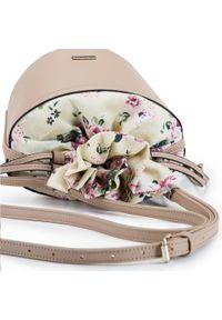 Wittchen - Torebka bucket bag z ekoskóry i płótna. Kolor: beżowy. Wzór: kwiaty. Sezon: lato. Materiał: skórzane #8