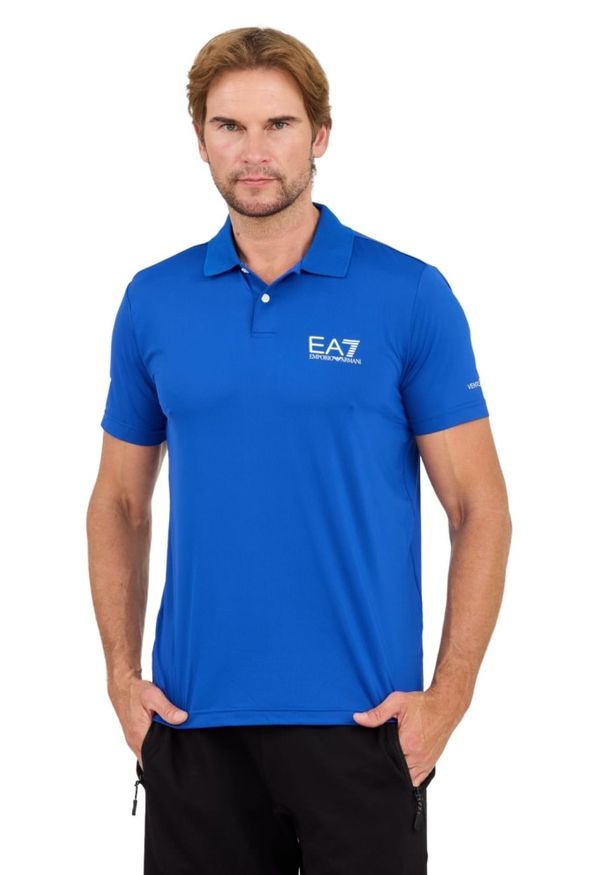 EA7 Emporio Armani - EA7 Niebieska koszulka polo Ventus 7. Typ kołnierza: polo. Kolor: niebieski
