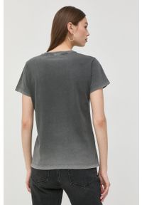 Pinko t-shirt bawełniany kolor szary. Okazja: na co dzień. Kolor: szary. Materiał: bawełna. Długość rękawa: krótki rękaw. Długość: krótkie. Styl: casual #4