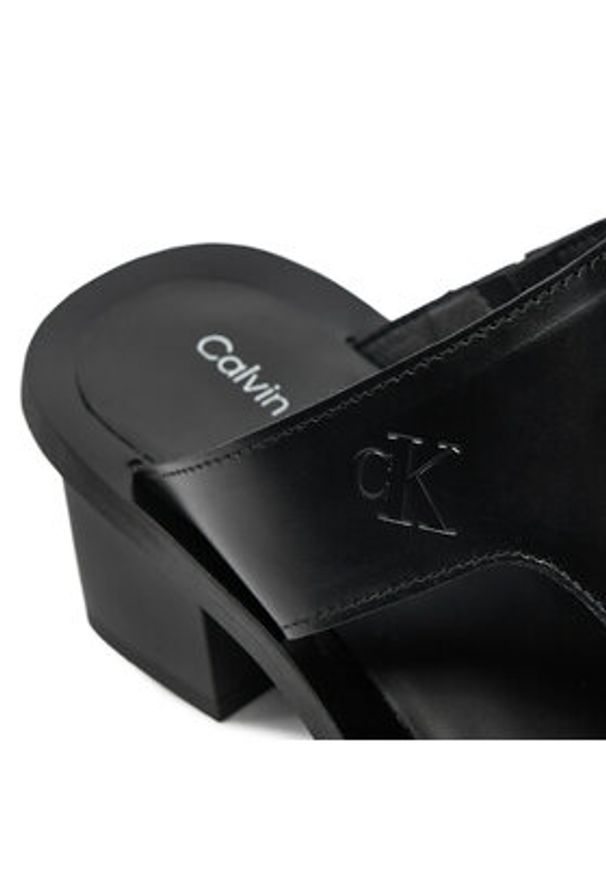 Calvin Klein Jeans Klapki 5 Heel Sandal Lh Mg Mtl YW0YW01500 Czarny. Kolor: czarny. Materiał: skóra