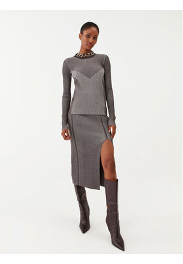 Patrizia Pepe Sweter 8K0165/K123-J3S6 Szary Slim Fit. Kolor: szary. Materiał: syntetyk