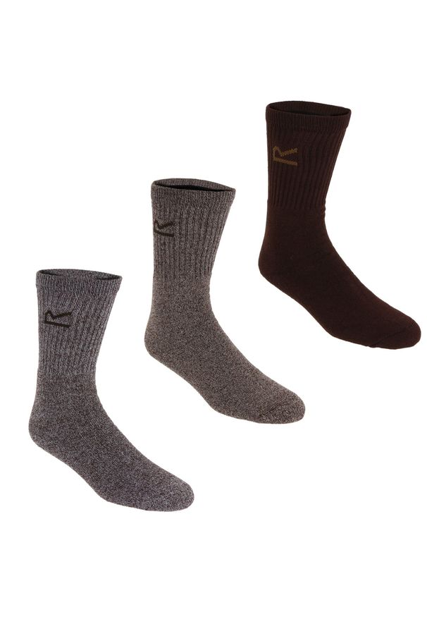 Regatta - Skarpety do chodzenia męskie Sock in a Box 3-pak. Kolor: brązowy. Materiał: dzianina. Sport: turystyka piesza