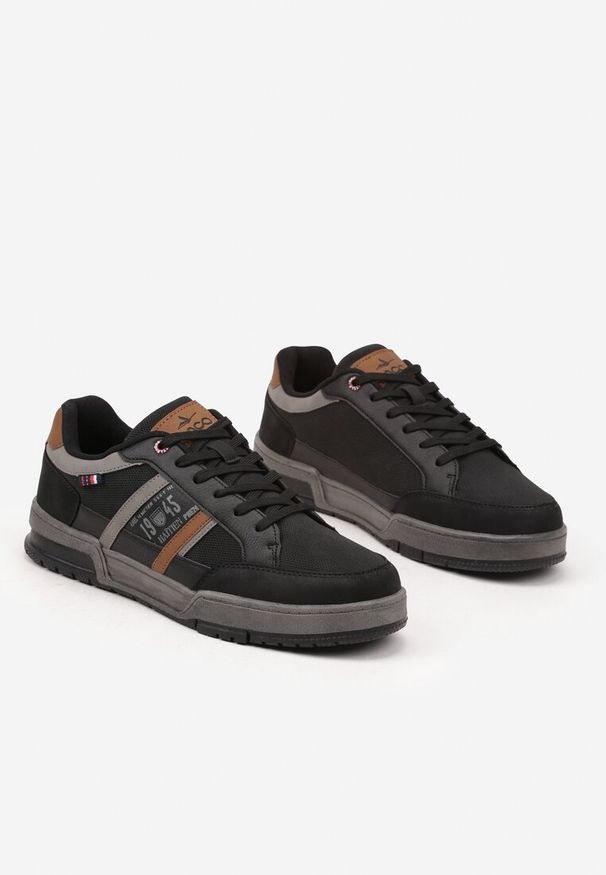 Born2be - Czarne Buty Sportowe Sneakersy z Ozdobnym Napisem Tatarisia. Okazja: na co dzień. Nosek buta: okrągły. Kolor: czarny. Materiał: jeans. Wzór: napisy. Obcas: na obcasie. Wysokość obcasa: niski