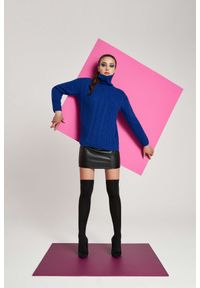 MOODO - Sweter w warkoczowy splot lazurowy. Kolor: niebieski. Materiał: akryl. Wzór: ze splotem #1