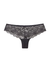 Intica - Figi koronkowe biodrówki z elastycznego materiału Mika. Kolor: czarny. Materiał: materiał, koronka. Wzór: koronka
