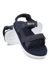 Big-Star - Granatowe Sandały Big Star Lekkie Buty Na Lato. Okazja: na co dzień, na spacer. Zapięcie: rzepy. Kolor: niebieski. Wzór: paski. Sezon: lato. Styl: casual, sportowy, wakacyjny