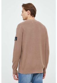 Calvin Klein Jeans sweter bawełniany męski kolor brązowy lekki. Kolor: brązowy. Materiał: bawełna. Długość rękawa: długi rękaw. Długość: długie #5