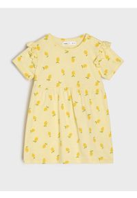 Sinsay - Bawełniana sukienka dresowa ze wzorem - żółty. Kolor: żółty. Materiał: bawełna, dresówka #1