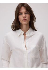 Reserved - Koszula z lnem - biały. Kolor: biały. Materiał: len