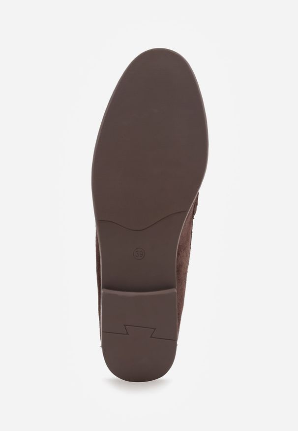 Renee - Ciemnobrązowe Mokasyny VICES ze Skórzaną Wkładką i Marszczeniem przy Nosku Ananora. Kolor: brązowy. Materiał: skóra. Styl: elegancki, klasyczny