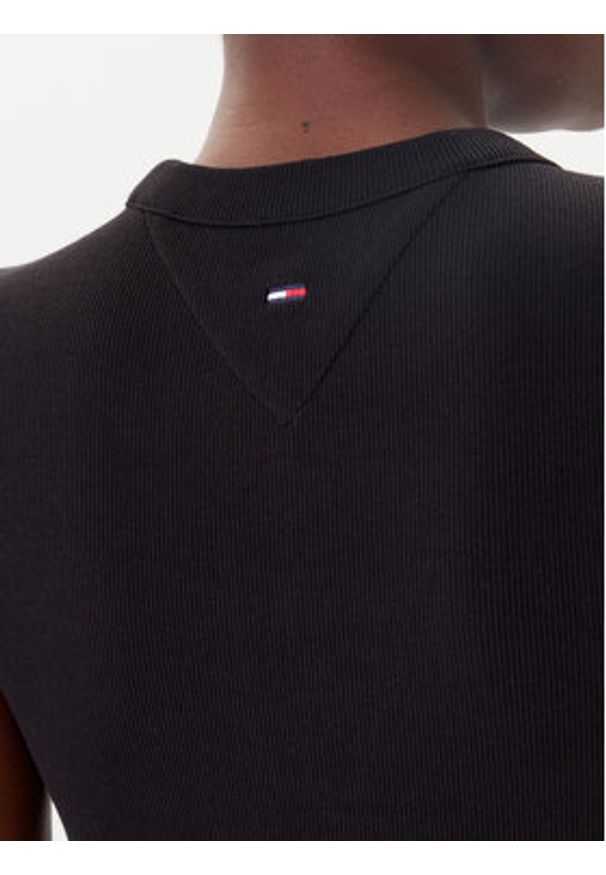 Tommy Jeans Sukienka codzienna Script DW0DW21186 Czarny Slim Fit. Okazja: na co dzień. Kolor: czarny. Materiał: bawełna. Typ sukienki: proste. Styl: casual