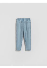 Reserved - Legginsy z efektem sprania - niebieski. Kolor: niebieski. Materiał: bawełna, dzianina
