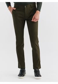Pako Lorente - PAKO LORENTE – Zielone spodnie męskie o kroju Slim Fit. Kolor: zielony. Materiał: bawełna, elastan. Wzór: gładki. Styl: klasyczny