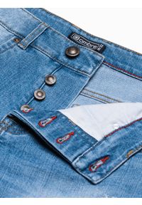 Ombre Clothing - Krótkie spodenki męskie jeansowe W306 - niebieskie - XXL. Kolor: niebieski. Materiał: jeans. Długość: krótkie. Wzór: aplikacja. Styl: klasyczny #3