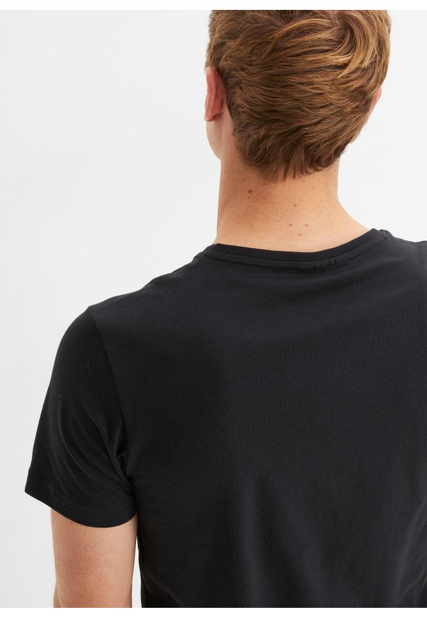 bonprix - T-shirt z dekoltem w serek (3 szt.). Typ kołnierza: dekolt w serek. Kolor: czarny