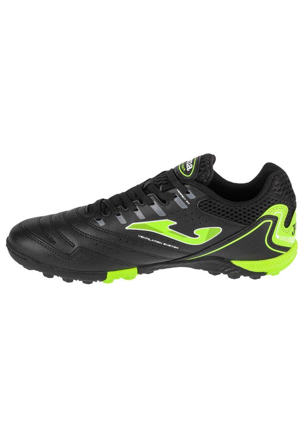 Buty piłkarskie turfy unisex Joma Maxima treningowe ze wzmocnionym czubem. Zapięcie: sznurówki. Kolor: zielony, czarny, wielokolorowy. Materiał: materiał, skóra. Szerokość cholewki: normalna. Sport: piłka nożna