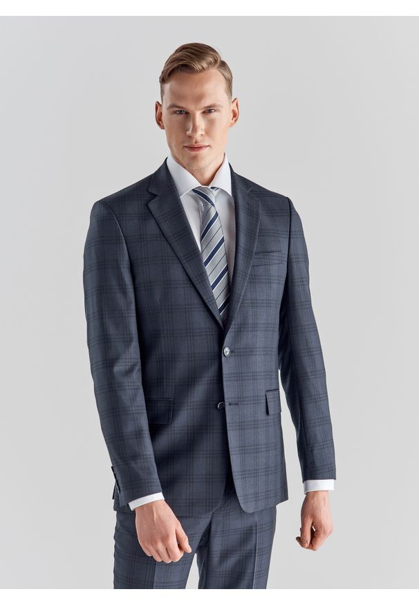 Pako Lorente - PAKO LORENTE – Granatowa marynarka garniturowa P21WP-3G-035-G. Kolor: niebieski. Materiał: wełna