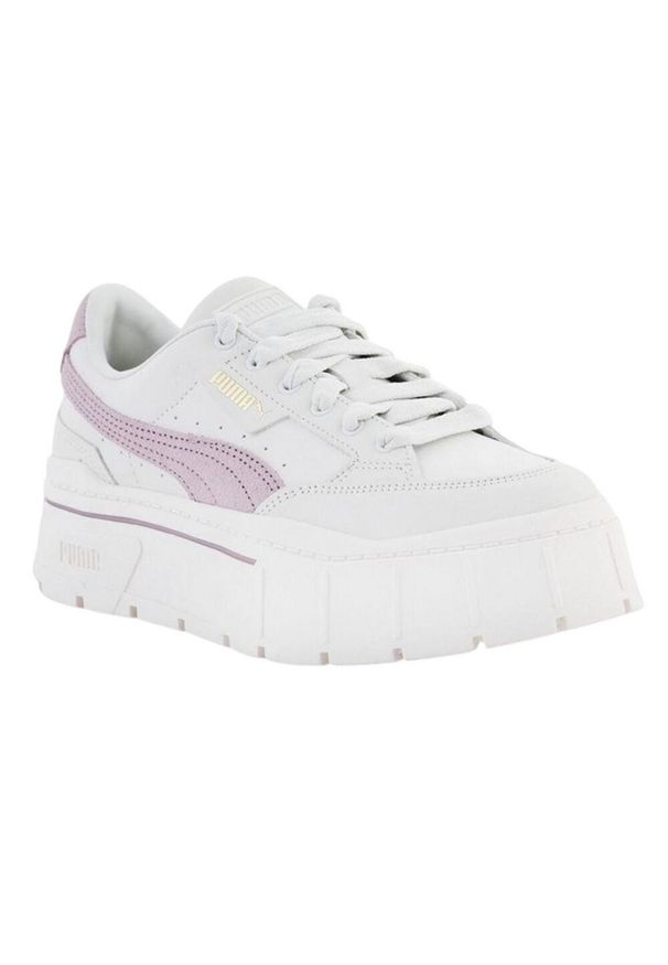 Puma - Kobiety/Panie Mayze Stack Skórzane Buty Sportowe. Kolor: biały. Materiał: skóra. Styl: sportowy